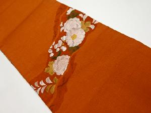 リサイクル　道長取りに草花模様織り出し紬名古屋帯